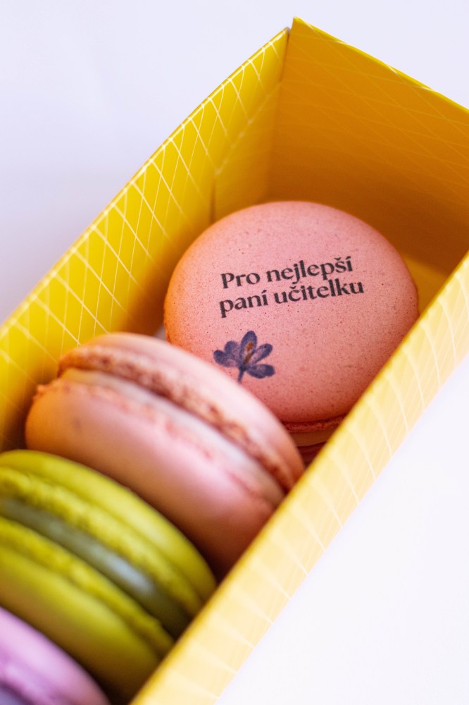 Krabička makronek pro paní učitelku OLLIES